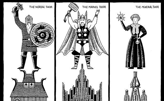 Obra de Magius, Premio Nacional de Ilustración, con el personaje de Thor. 