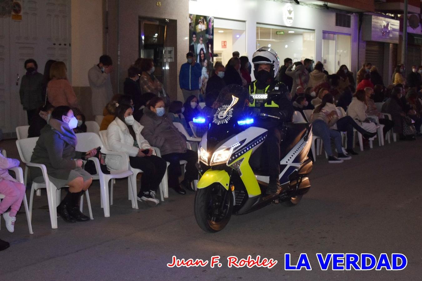 El Cortejo Real que precedía a las carrozas del Melchor, Gaspar y Baltasar, estaba compuesto por distintas carrozas, espectáculos musicales y personajes de fantasía. La Policía Local y el Cuerpo de Bomberos abrieron el recorrido, seguidos de Dafne Dance Academy, Goofy & Donald, Club Gymca VeraCruz, La Sirenita, Academia de Baile EDIG, Pinocho, Escuela de Baile de la Concejalía de Deportes, Las Mariposas, Escuela de Baile Ana, La Bella y la Bestia, la Guardia de Darth Vader y la Banda de Música La Compañía.