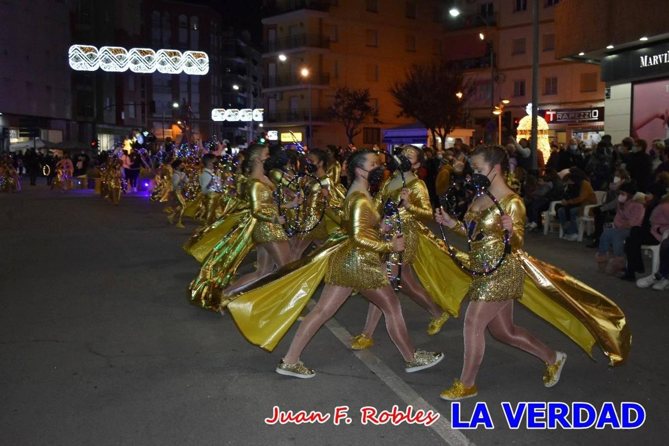 El Cortejo Real que precedía a las carrozas del Melchor, Gaspar y Baltasar, estaba compuesto por distintas carrozas, espectáculos musicales y personajes de fantasía. La Policía Local y el Cuerpo de Bomberos abrieron el recorrido, seguidos de Dafne Dance Academy, Goofy & Donald, Club Gymca VeraCruz, La Sirenita, Academia de Baile EDIG, Pinocho, Escuela de Baile de la Concejalía de Deportes, Las Mariposas, Escuela de Baile Ana, La Bella y la Bestia, la Guardia de Darth Vader y la Banda de Música La Compañía.