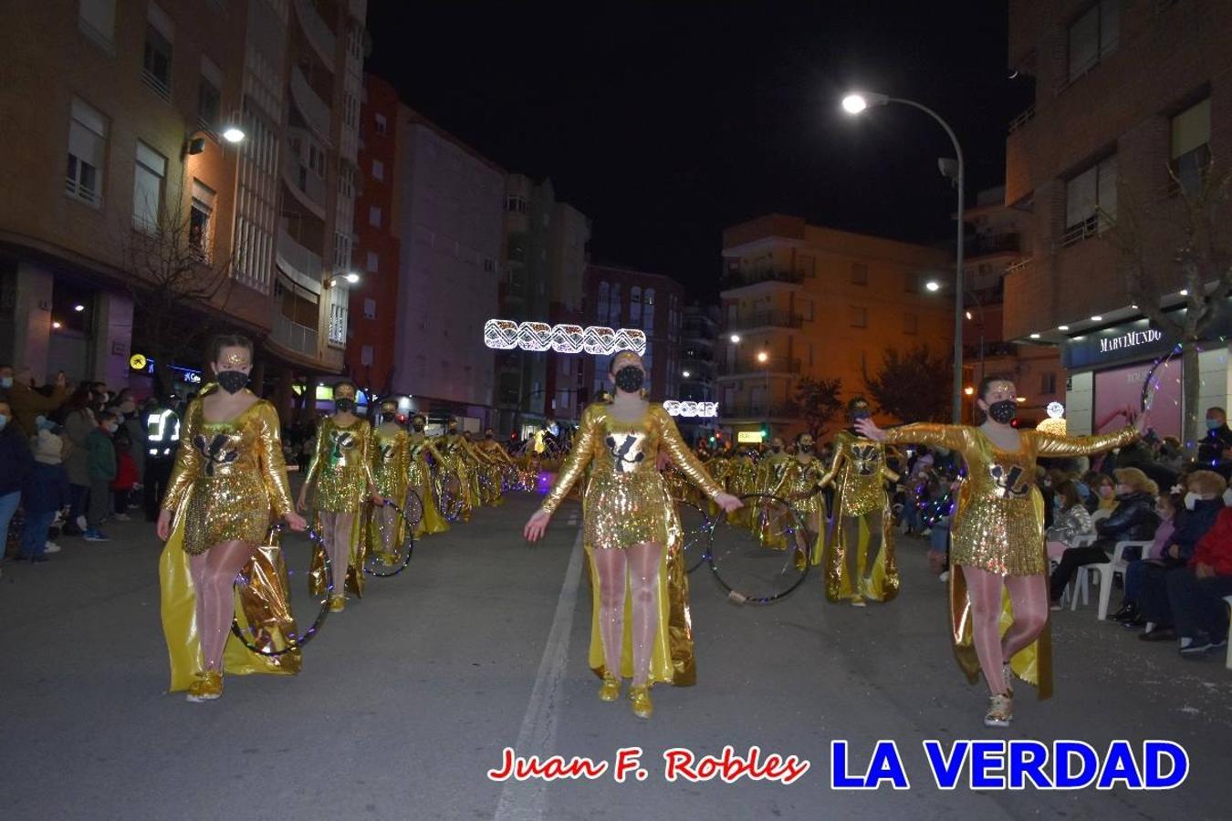 El Cortejo Real que precedía a las carrozas del Melchor, Gaspar y Baltasar, estaba compuesto por distintas carrozas, espectáculos musicales y personajes de fantasía. La Policía Local y el Cuerpo de Bomberos abrieron el recorrido, seguidos de Dafne Dance Academy, Goofy & Donald, Club Gymca VeraCruz, La Sirenita, Academia de Baile EDIG, Pinocho, Escuela de Baile de la Concejalía de Deportes, Las Mariposas, Escuela de Baile Ana, La Bella y la Bestia, la Guardia de Darth Vader y la Banda de Música La Compañía.