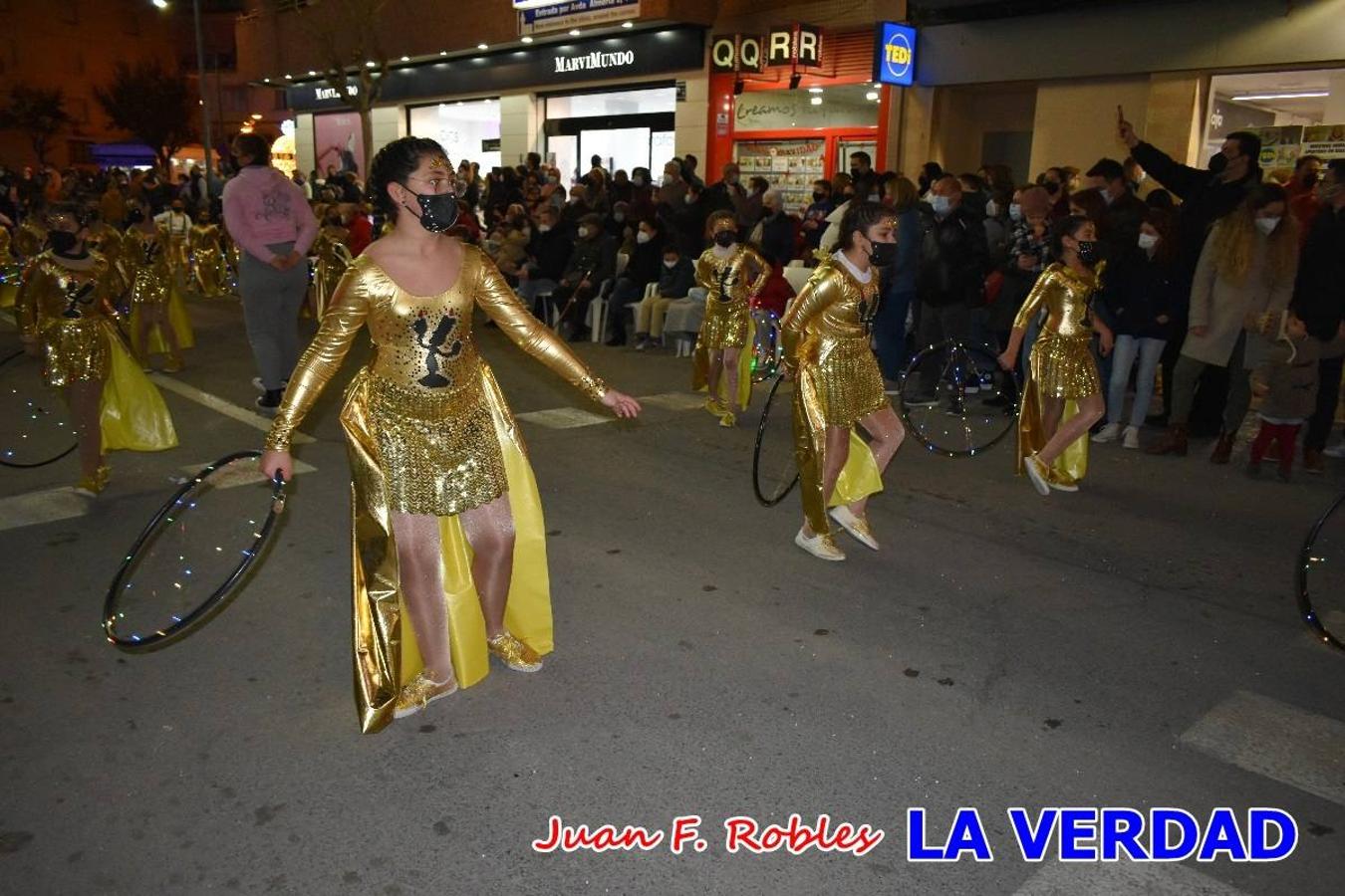 El Cortejo Real que precedía a las carrozas del Melchor, Gaspar y Baltasar, estaba compuesto por distintas carrozas, espectáculos musicales y personajes de fantasía. La Policía Local y el Cuerpo de Bomberos abrieron el recorrido, seguidos de Dafne Dance Academy, Goofy & Donald, Club Gymca VeraCruz, La Sirenita, Academia de Baile EDIG, Pinocho, Escuela de Baile de la Concejalía de Deportes, Las Mariposas, Escuela de Baile Ana, La Bella y la Bestia, la Guardia de Darth Vader y la Banda de Música La Compañía.