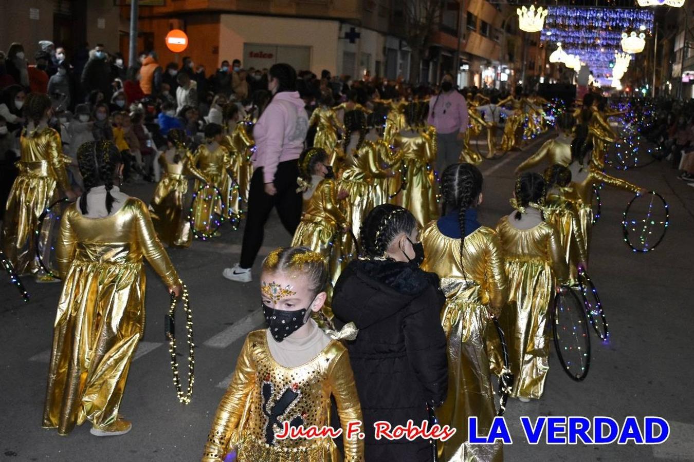 El Cortejo Real que precedía a las carrozas del Melchor, Gaspar y Baltasar, estaba compuesto por distintas carrozas, espectáculos musicales y personajes de fantasía. La Policía Local y el Cuerpo de Bomberos abrieron el recorrido, seguidos de Dafne Dance Academy, Goofy & Donald, Club Gymca VeraCruz, La Sirenita, Academia de Baile EDIG, Pinocho, Escuela de Baile de la Concejalía de Deportes, Las Mariposas, Escuela de Baile Ana, La Bella y la Bestia, la Guardia de Darth Vader y la Banda de Música La Compañía.
