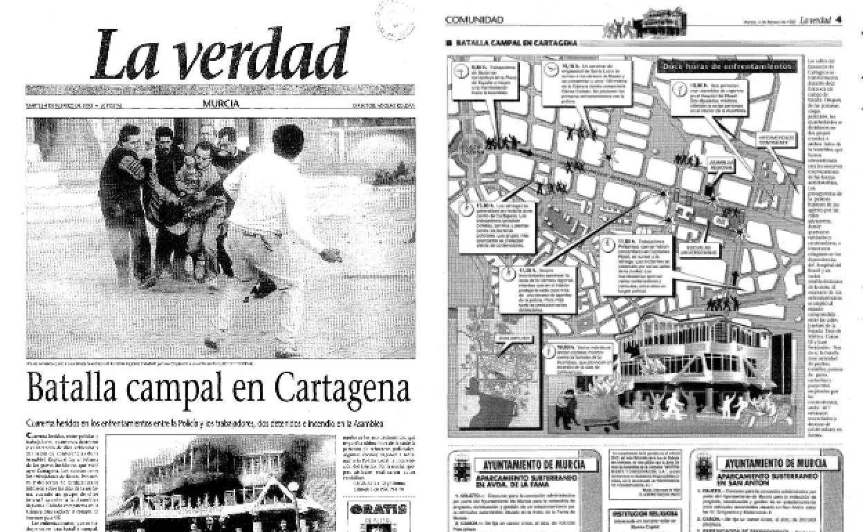 Cobertura especial. Páginas del diario LA VERDAD con la información de lo ocurrido el 3 de febrero de 1992./