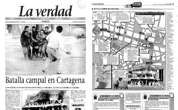 Cobertura especial. Páginas del diario LA VERDAD con la información de lo ocurrido el 3 de febrero de 1992.