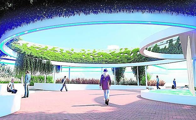 Imagen principal - Grupo de imágenes que muestran, en realidad virtual, cómo quedará el bulevar de Conexión Sur tras las obras proyectadas por el Ayuntamiento. 