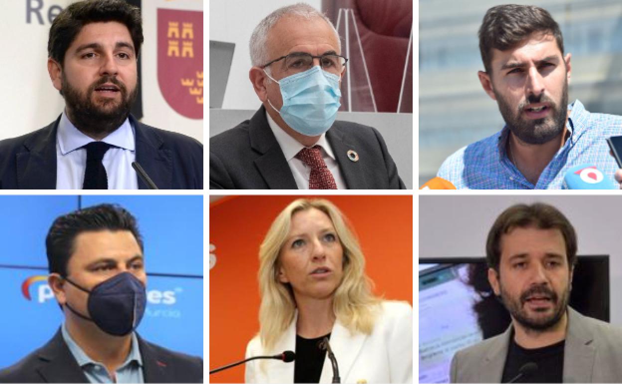 Fernando López Miras, Alfonso Martínez Baño, José Ángel Antelo, José Miguel Luengo, María José Ros y Javier Sánchez Serna