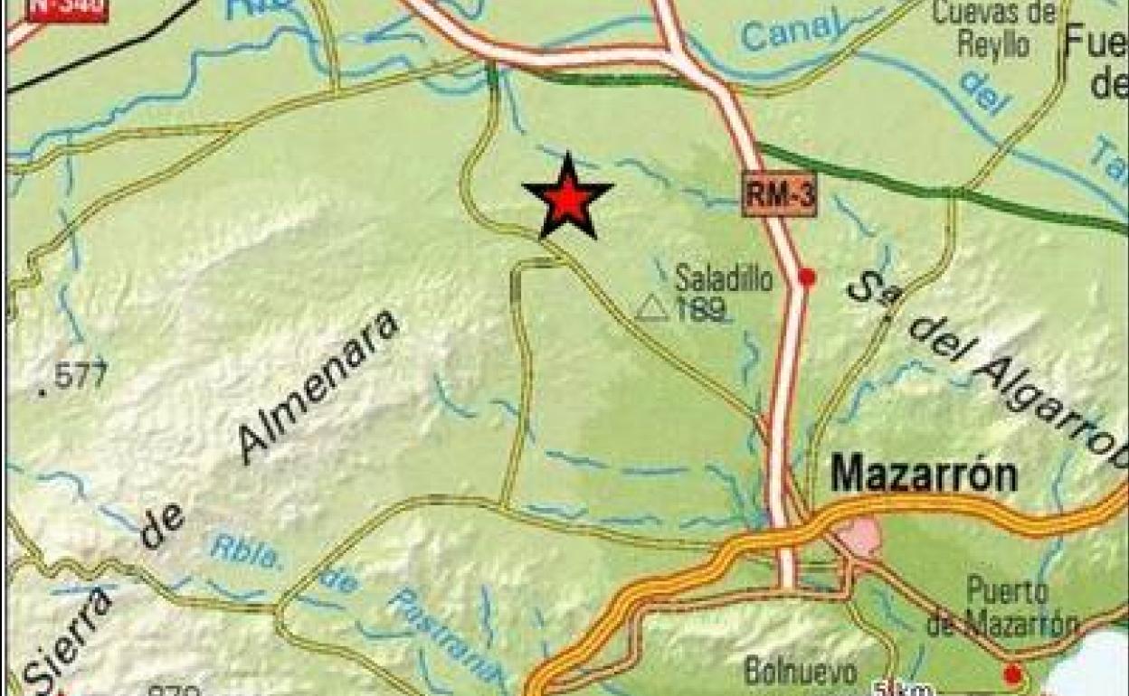 Ubicación del terremoto más fuerte de la madrugada, de 2,3 grados.