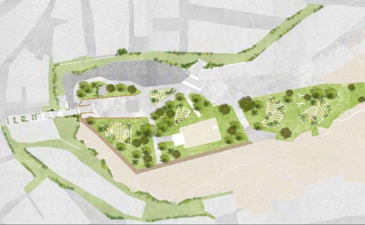 Naturalización del entorno de las casas cueva en el cerro del Sagrado Corazón de Jesús, en Abanilla.