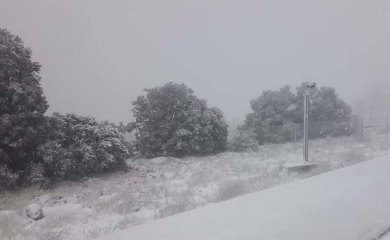 Nieve en Sierra Espuña, este viernes por la mañana.