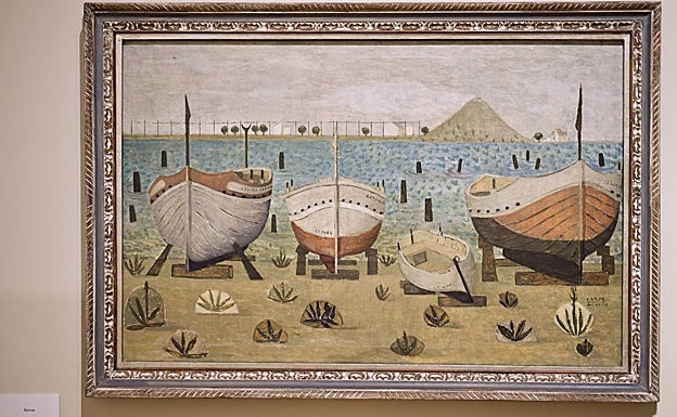 'Barcas', un óleo sobre lienzo de Hernández Carpe, hacia 1960.