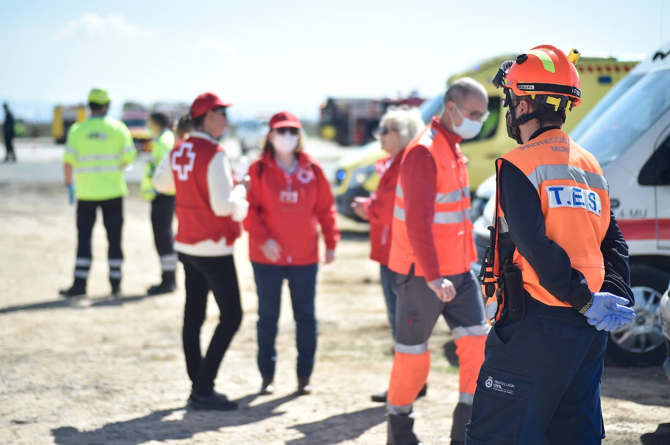 Fotos: Simulacro de accidente aéreo en Corvera para coordinar los servicios implicados en la emergencia