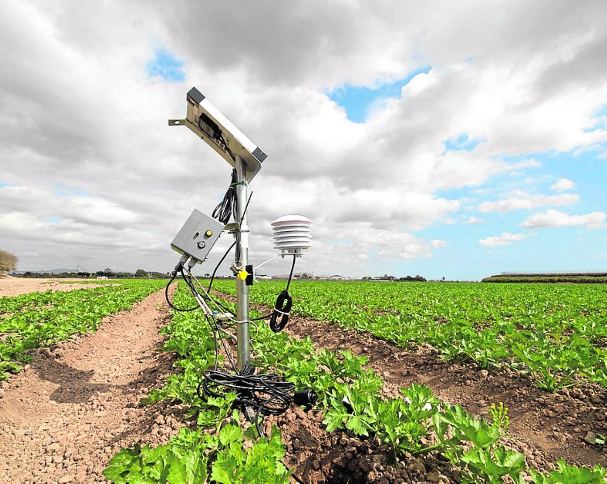 Instalación de una sonda de humedad en el Campo de Cartagena.