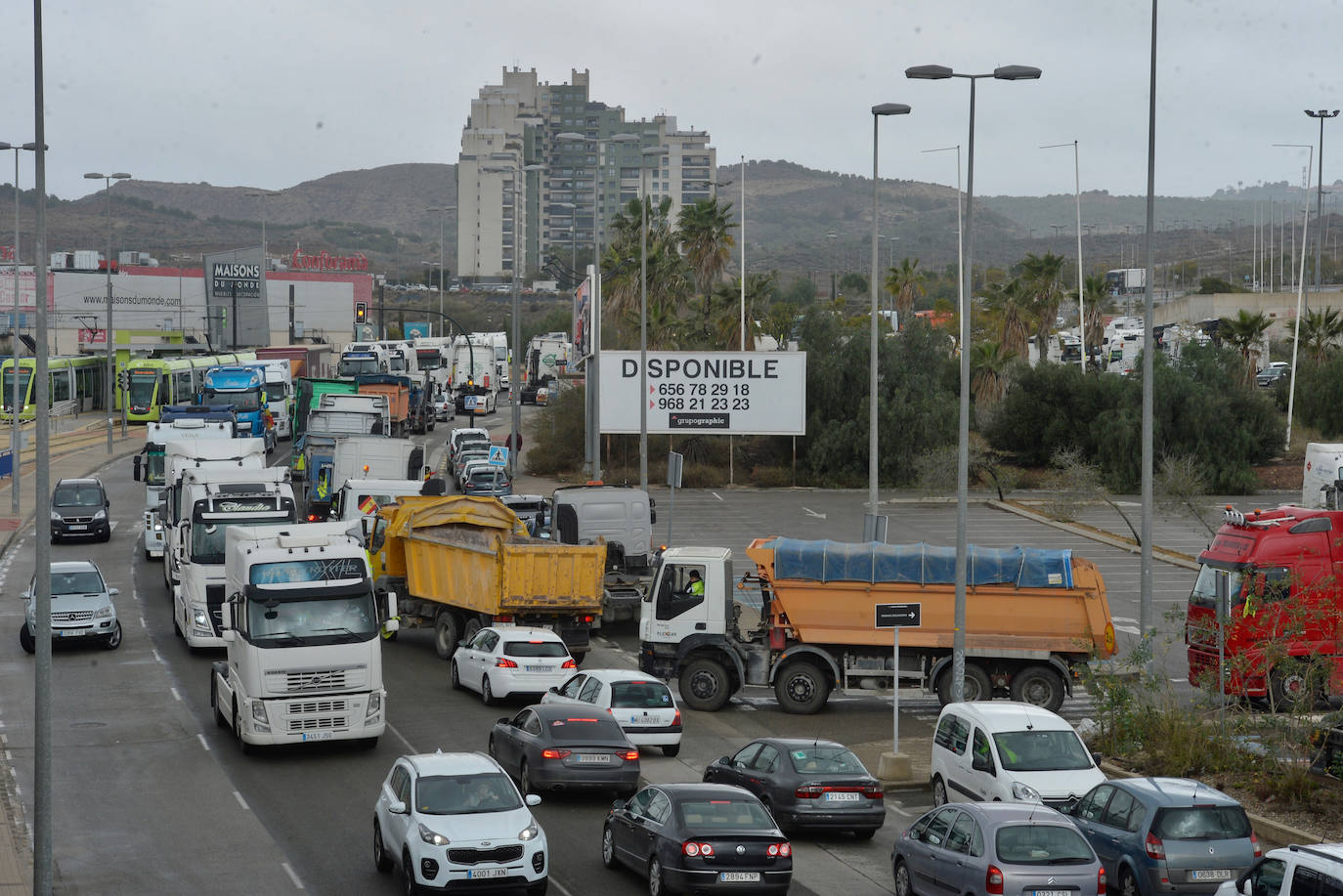 Fotos: Centenares de camioneros colapsan el Tráfico en Murcia, en imágenes