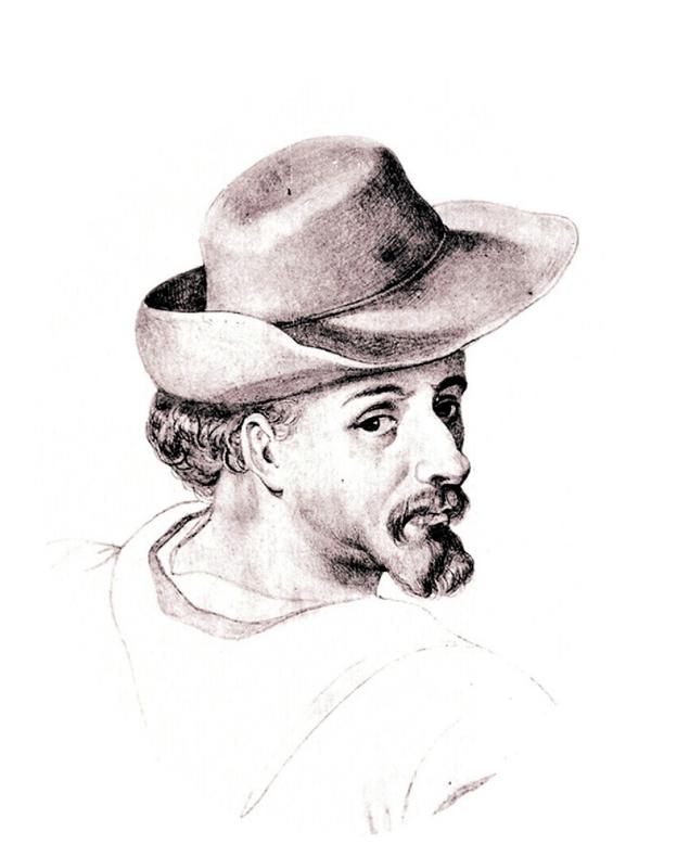 Caricatura de Miguel de Cervantes.