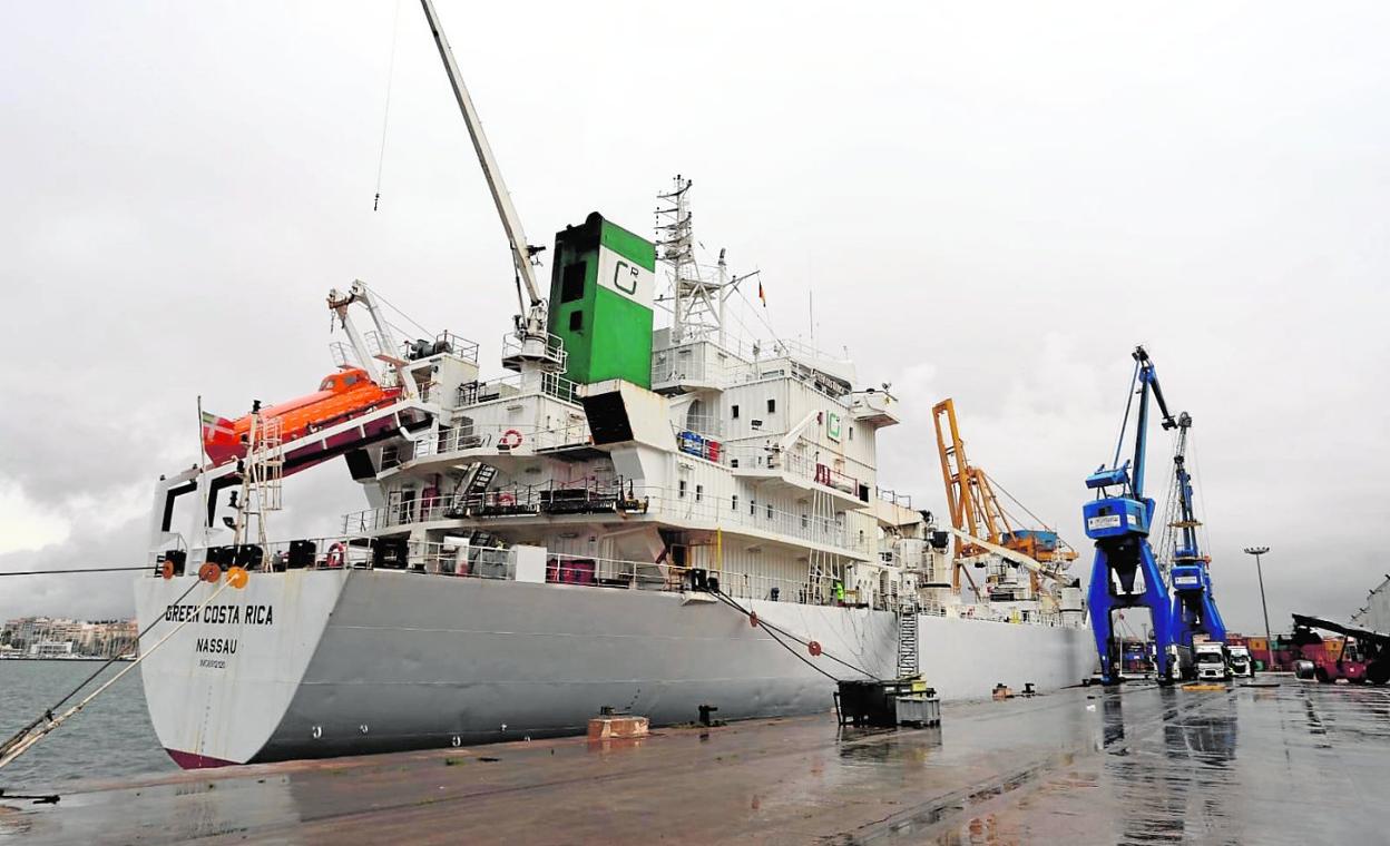 El buque 'Green Costa Rica', en abril atracado en el muelle de contenedores, antes de zarpar rumbo a Estados Unidos. 