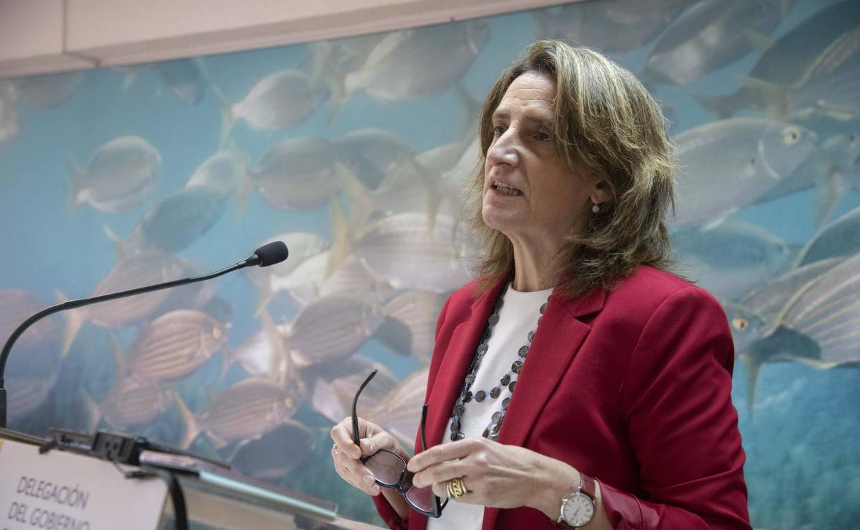 Teresa Ribera durante su visita a Murcia en febrero. 