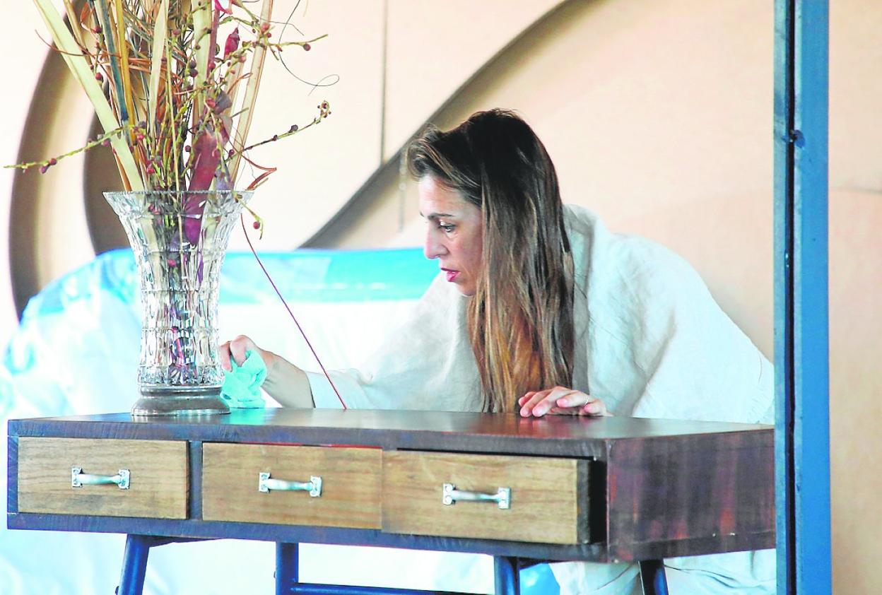 Un momento duranteel ensayo del espectáculo.