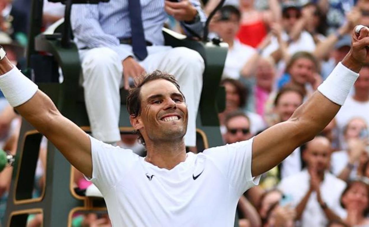 Nadal celebra su victoria ante Fritz. 