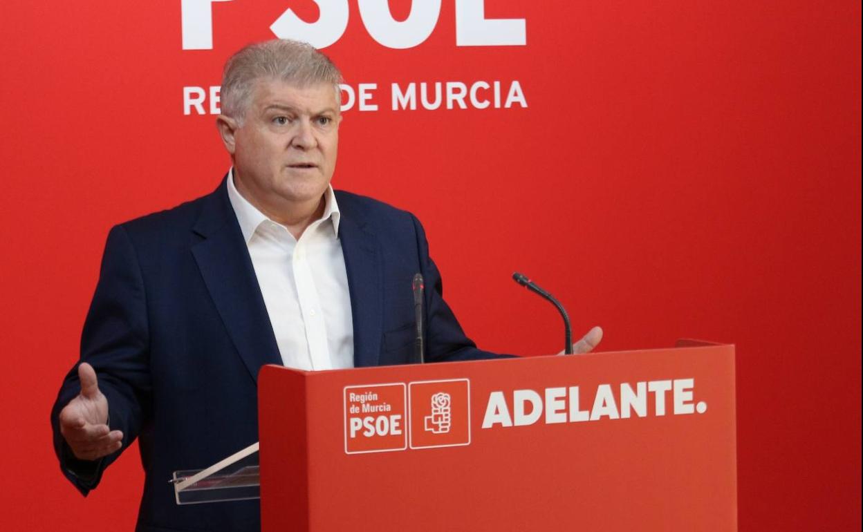 El delegado del Gobierno y secretario general del PSOE de la Región, José Vélez, este miércoles.