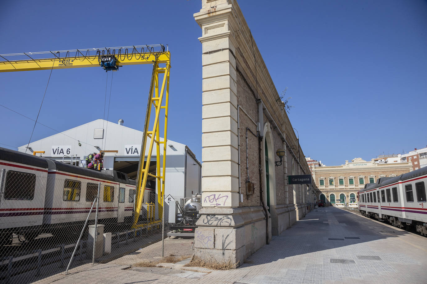 Fotos: Obras de rehabilitación de la estación de trenes de Cartagena