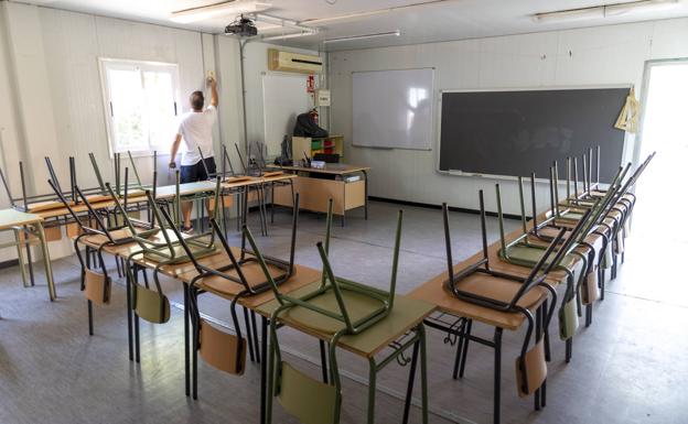 Una de las aulas prefabricadas del colegio San Cristóbal, en El Bohío (Cartagena).