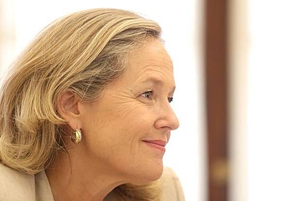 La vicepresidenta Calviño, durante la entrevista.