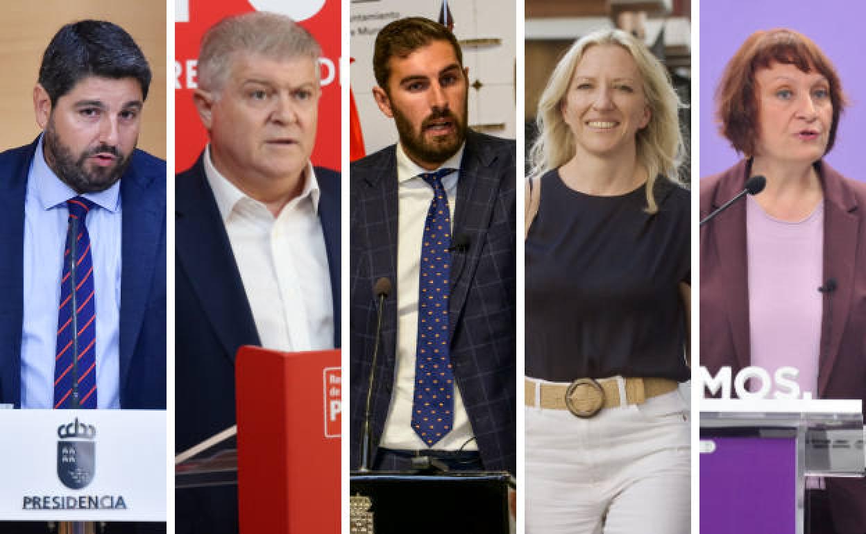 Fernando López Miras, José Vélez, José Ángel Antelo, María José Ros y María Marín.