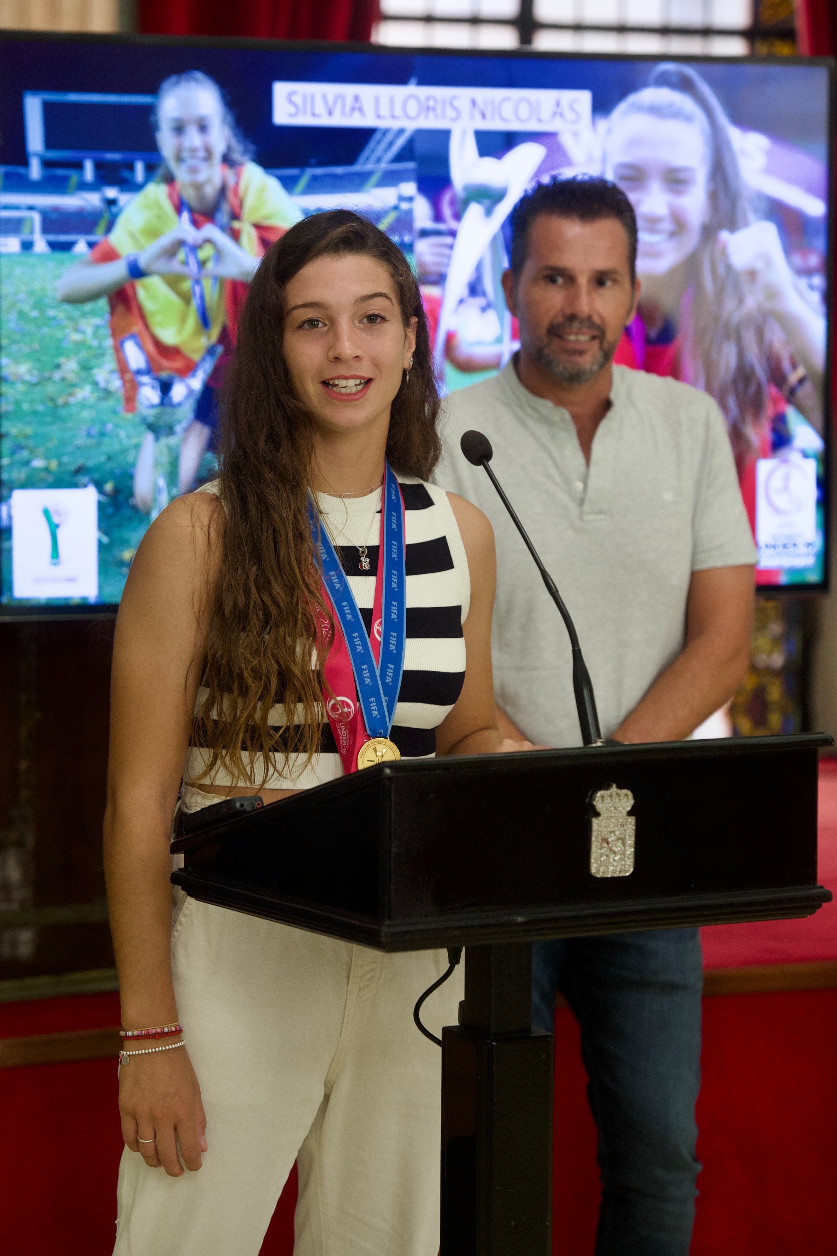 Silvia Lloris, este lunes, en la recepción celebrada en el Ayuntamiento de Murcia.