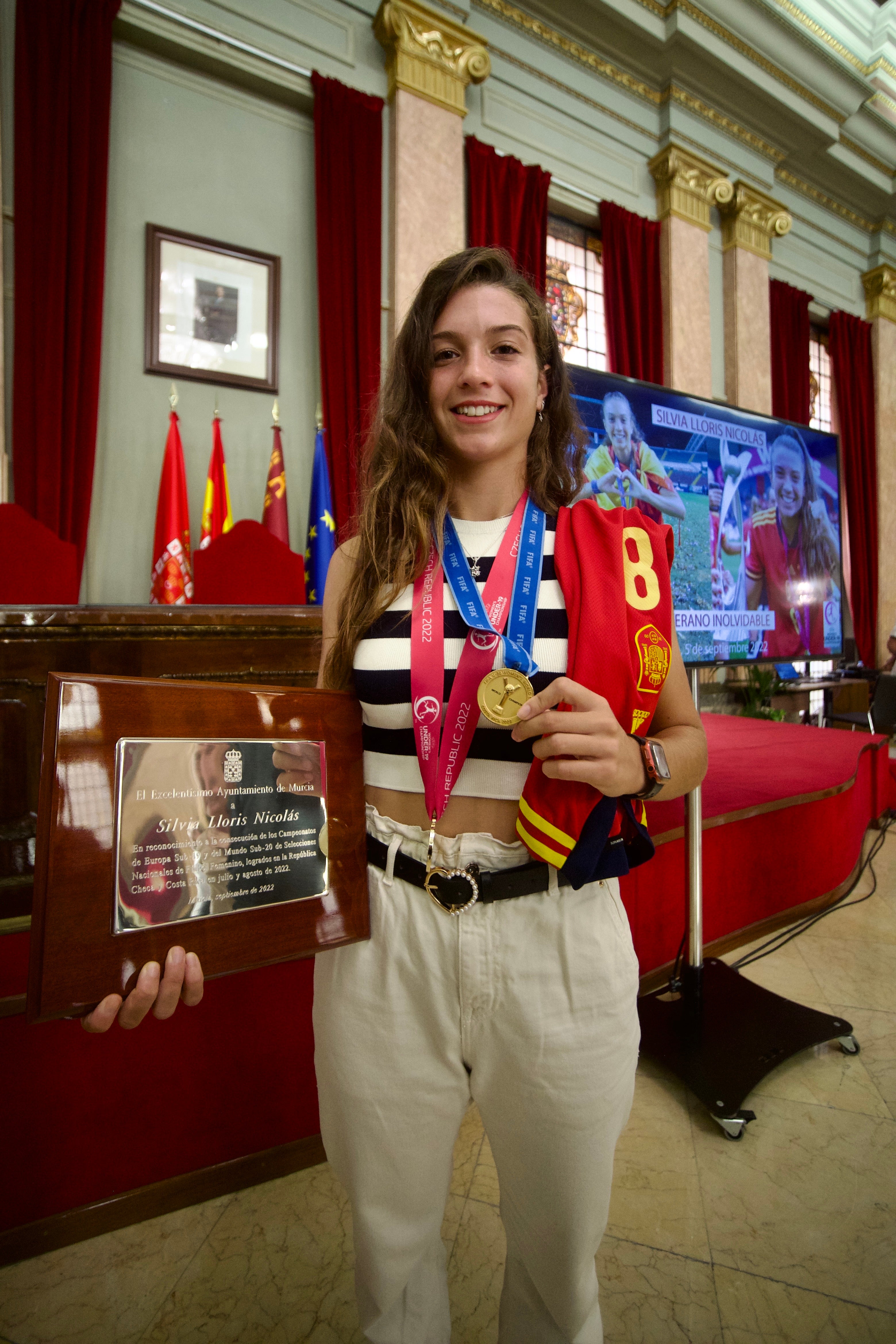 Silvia Lloris, este lunes, en la recepción celebrada en el Ayuntamiento de Murcia.