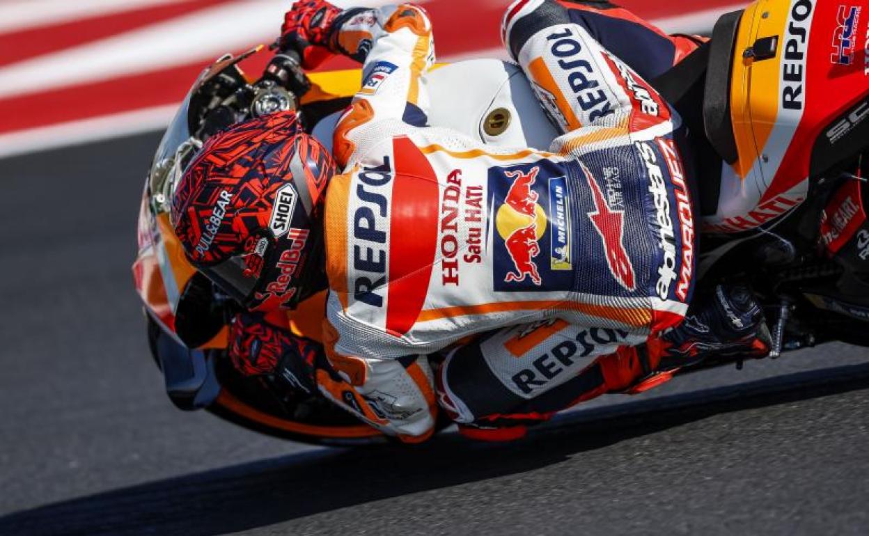 Marc Márquez se exprime en el test de Misano. 