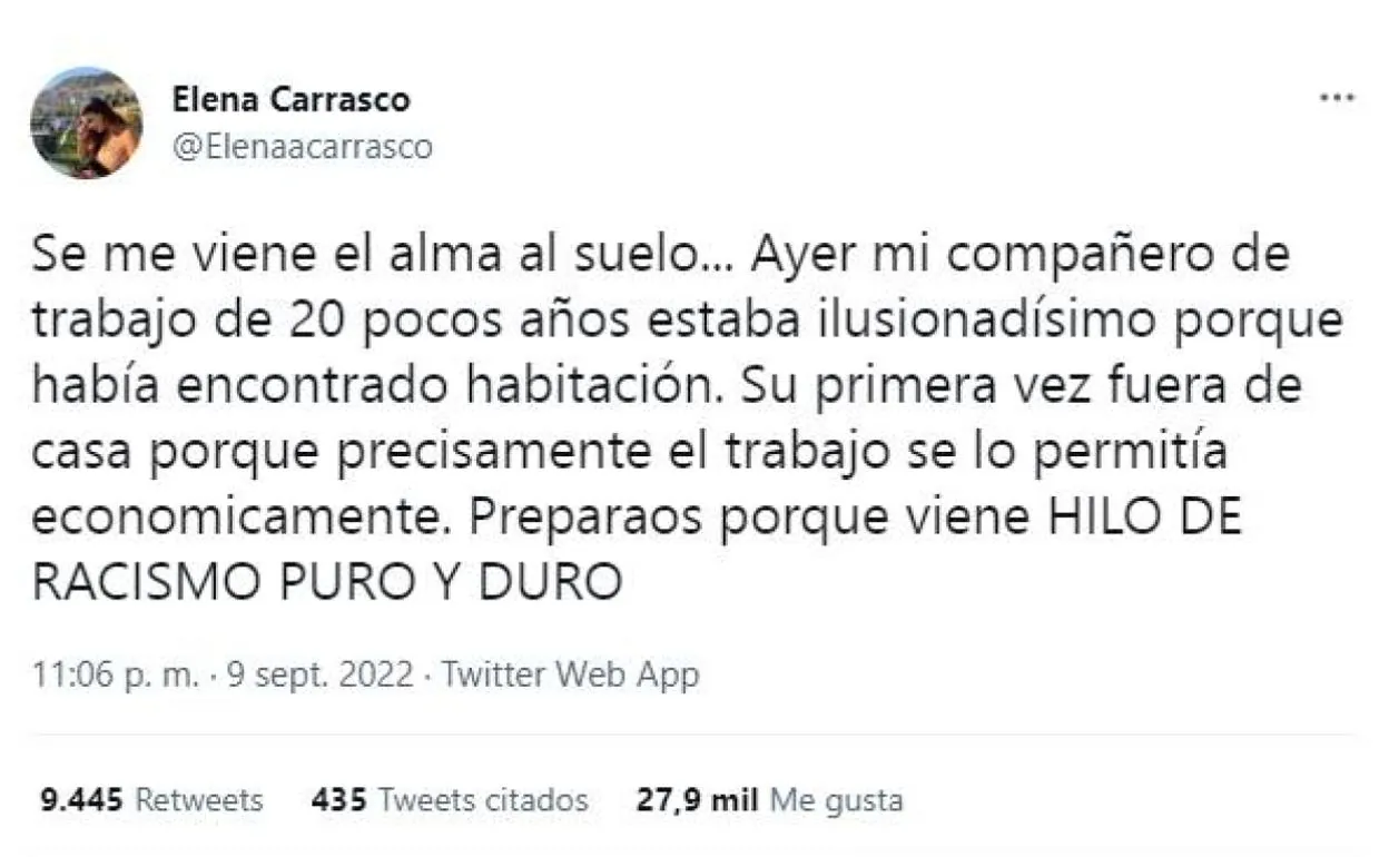 Publicación de Twitter. 