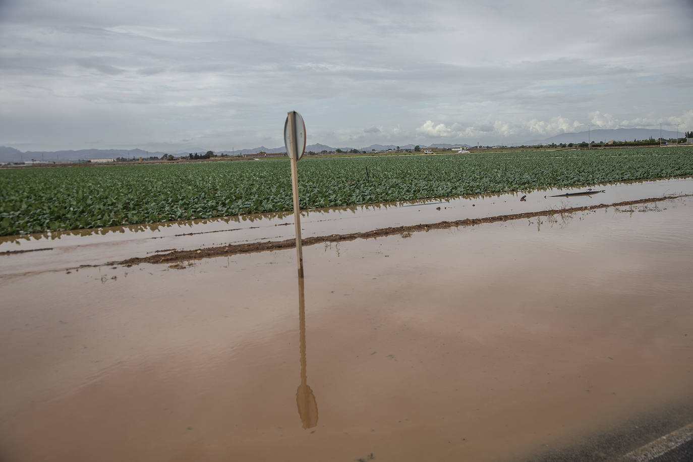 Fotos: La lluvia inunda calles y arrastra el agua hasta el Mar Menor en Los Alcázares