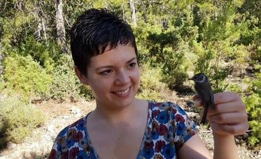 Silvia Espín, durante una jornada de seguimiento de páridos.