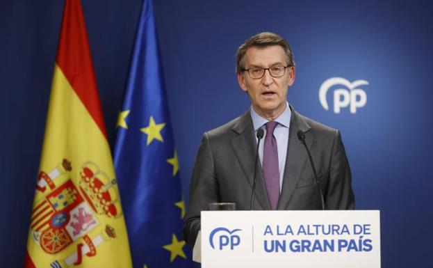 Alberto Núñez Feijóo, este viernes, durante su declaración institucional. 