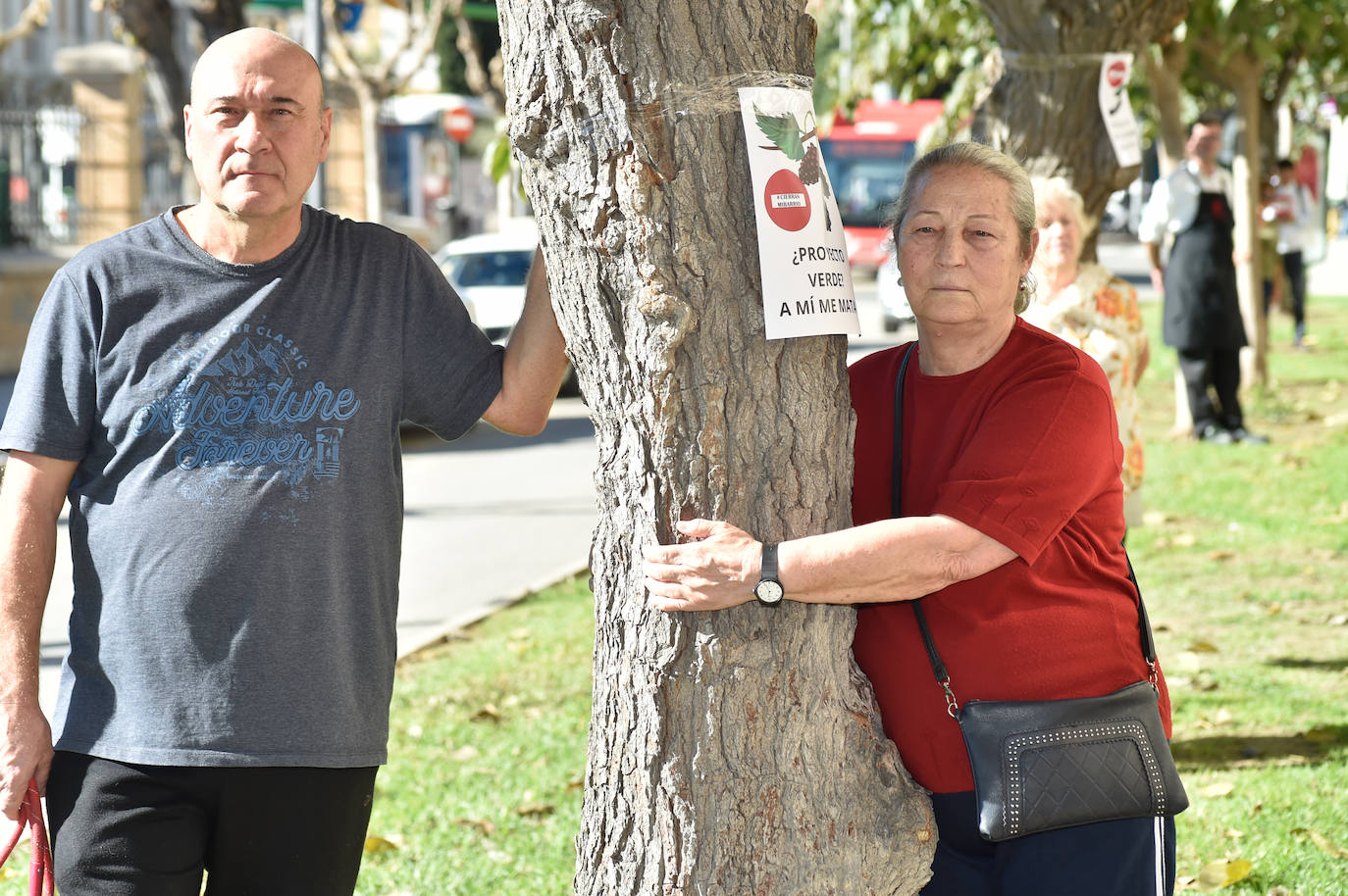 Fotos: Vecinos del barrio del Carmen se atan a moreras para protestar por el plan de movilidad