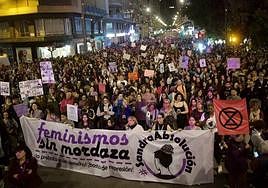 Manifestación del 8M en Murcia, este miércoles.