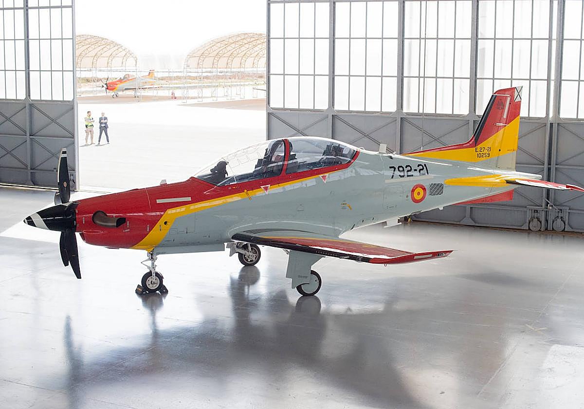 Un avión PC-21, este viernes.