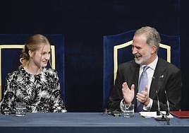 La Princesa Leonor y el Rey Felipe VI, durante el acto de entrega de los 42 Premios Princesa de Asturias.
