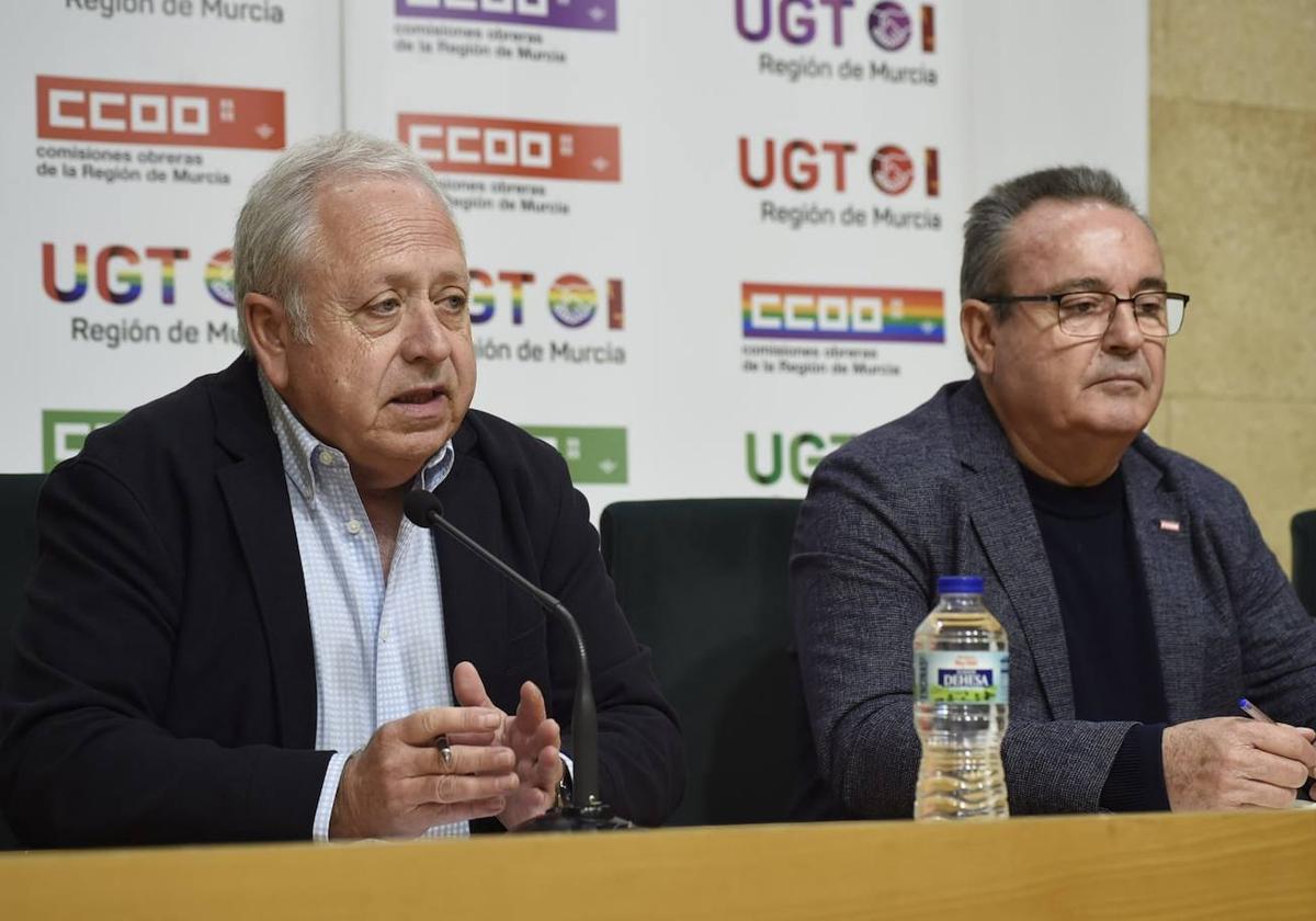 Santiago Navarro y Antonio Jiménez, secretarios general de Comisiones Obreras y UGT.