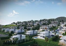 Recreacion de una urbanización de chalés de lujo en una imagen de archivo.