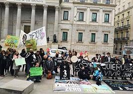 Los promotores de la ILP, a las puertas del Congreso en Madrid, en abril del año pasado.