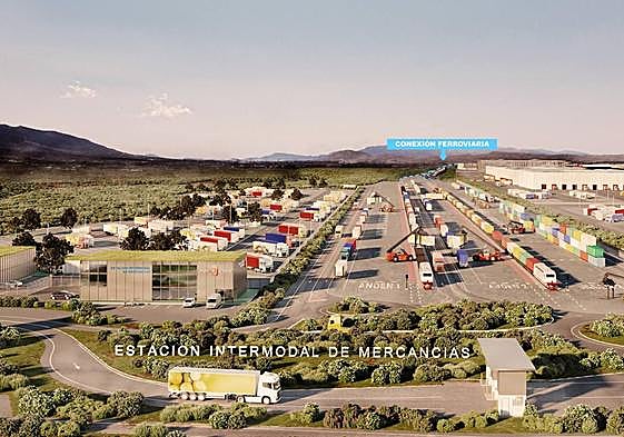 Recreación de la Ciudad Agroalimentaria y del Transporte de la Región de Murcia.