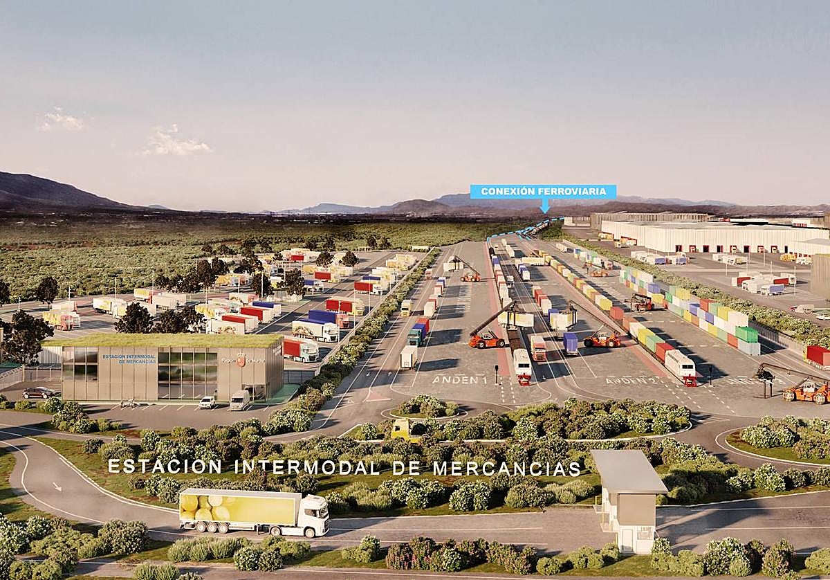 Recreación de la Ciudad Agroalimentaria y del Transporte de la Región de Murcia.