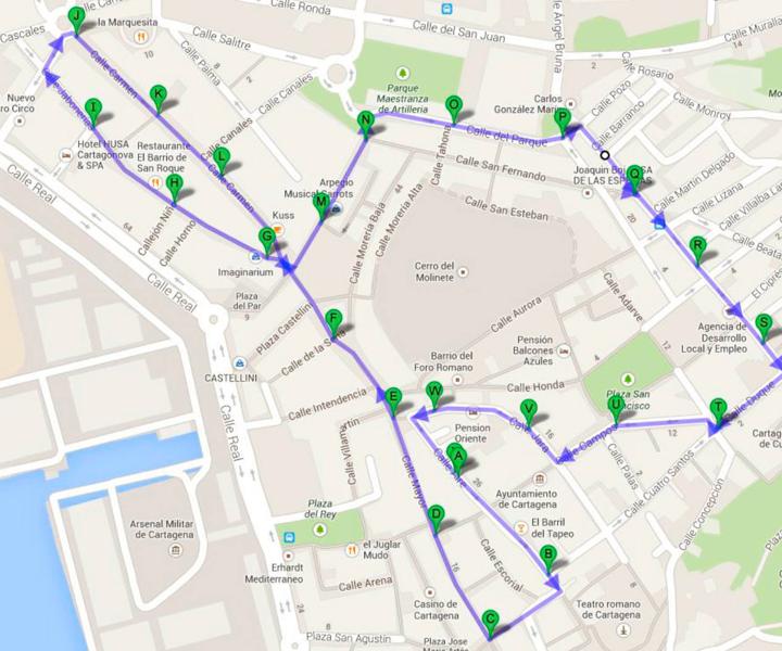Mapa de la Procesión del Santo Entierro de Cristo (Cofradía Marraja).