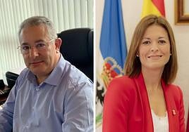 El gerente de Ekipo Medios, Alejandro Mena, este miércoles, y Mari Carmen Moreno, alcaldesa de Águilas.