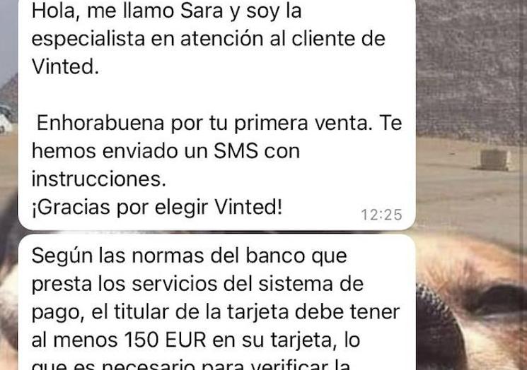 Mensaje recibido por una víctima.