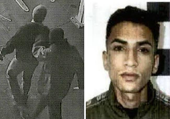 Una cámara capta uno de los atracos en un comercio. Oussama D., presunto líder.