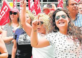 Protesta de trabajadores del sector de las conservas vegetales, en una foto de archivo.