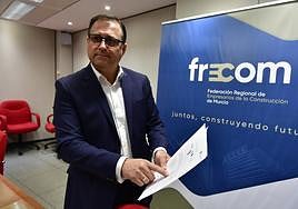 El presidente de Frecom, José Hernández, durante la presentación del balance anual del sector de la construcción de 2022.