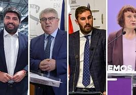 Fernando López Miras (PP), José Vélez (PSOE), José Ángel Antelo (Vox) y María Marín (Podemos).